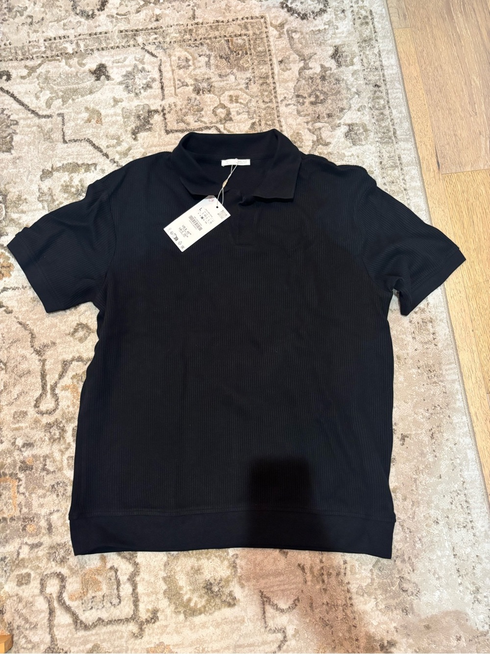 Zara NWT Knit Men's Black Polo Shirt